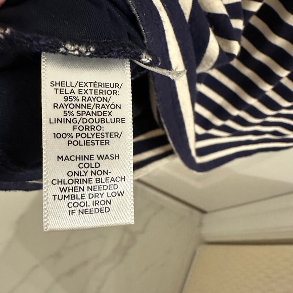 LOFT Navy and White Asymmetrical Striped Dress - Picture 3 of 3